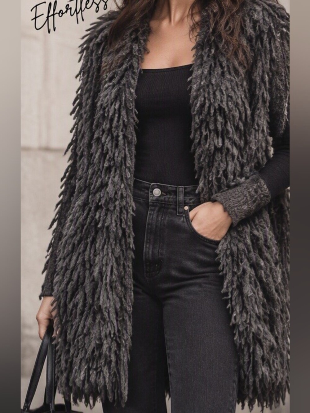Authentic Eileen Fisher Mohair Wool Blend Shaggy Fringe Vest | Small ($598)